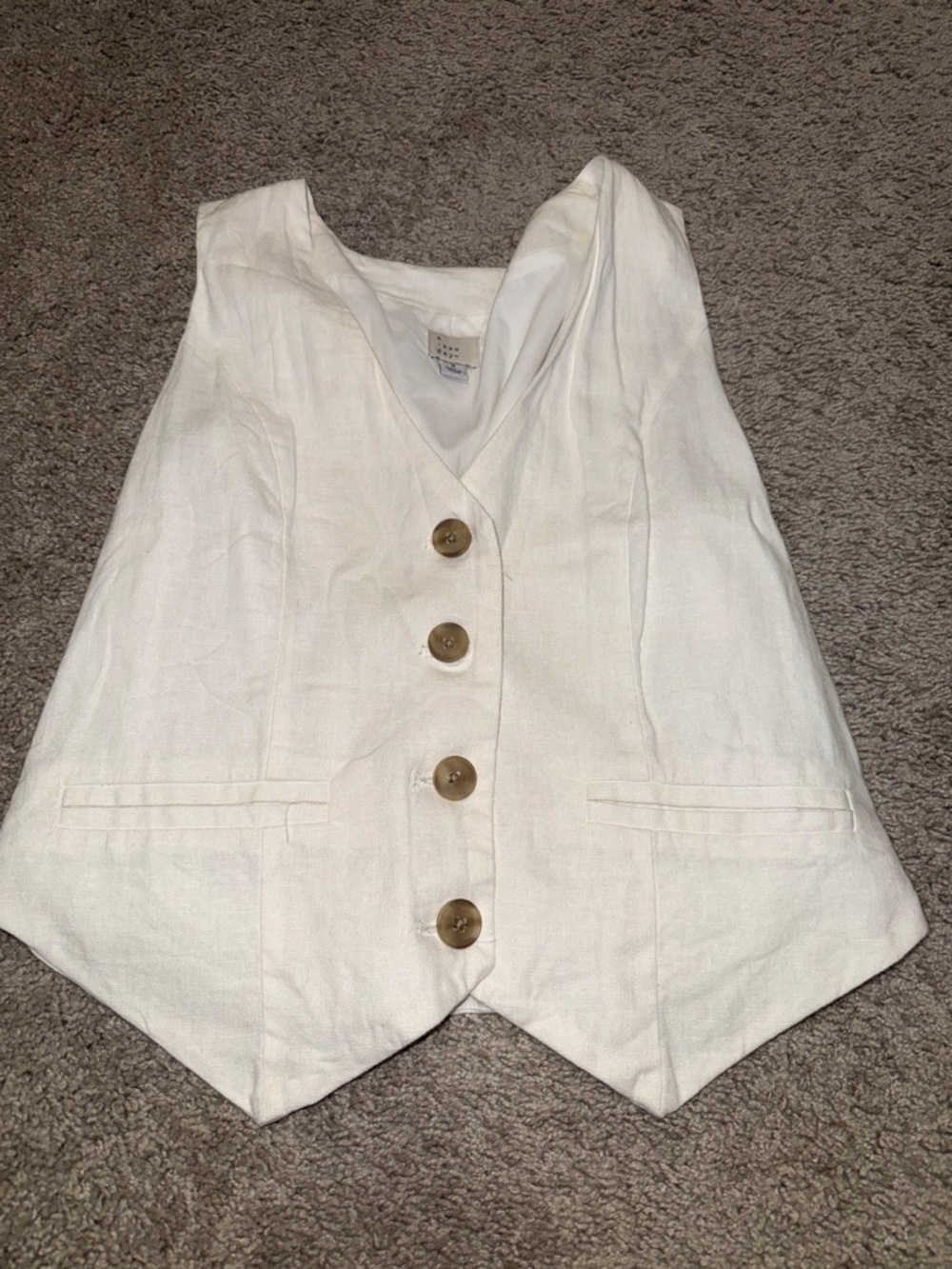 a new day Cream V-Neck Linen Vest